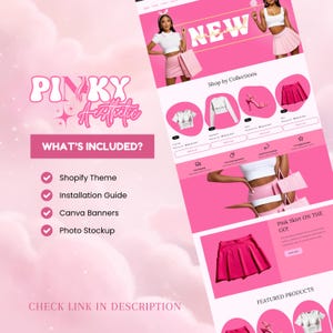 Pink Beauty Shopify Theme Template, Shopify Website for Boutique,Shopify Website Design, Shopify Theme, Shopify Banner logo custom design