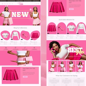 Pink Beauty Shopify Theme Template, Shopify Website for Boutique,Shopify Website Design, Shopify Theme, Shopify Banner logo custom design