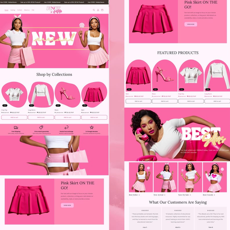 Pink Beauty Shopify Theme Template, Shopify Website for Boutique,Shopify Website Design, Shopify Theme, Shopify Banner logo custom design