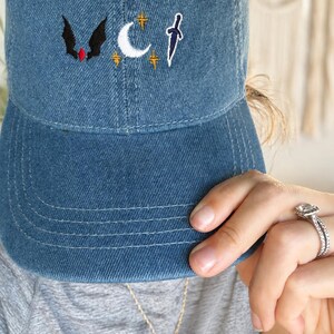 ACOTAR Bat Boys Embroidered Denim Hat, Cassian Rhysand Azriel Inspired Cap, Night Court Romantasy Bookish Gift