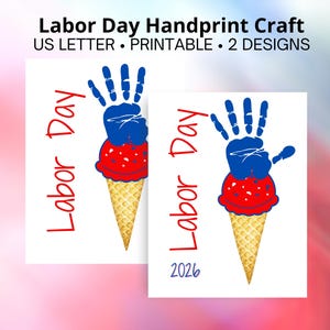 Labor Day Handabdruck Kunst, Labor Day Aktivität, Handabdruck Kunst, Handabdruck Handwerk Andenken, Vorschul Kindertagesstätte Aktivität, Tag der Arbeit druckbare PDF