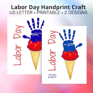 Arte con le impronte delle mani per la Festa del Lavoro, Attività per la Festa del Lavoro, Arte con le impronte delle mani, Ricordo artigianale con le impronte delle mani, Attività per l'asilo nido, PDF stampabile per la Festa del Lavoro