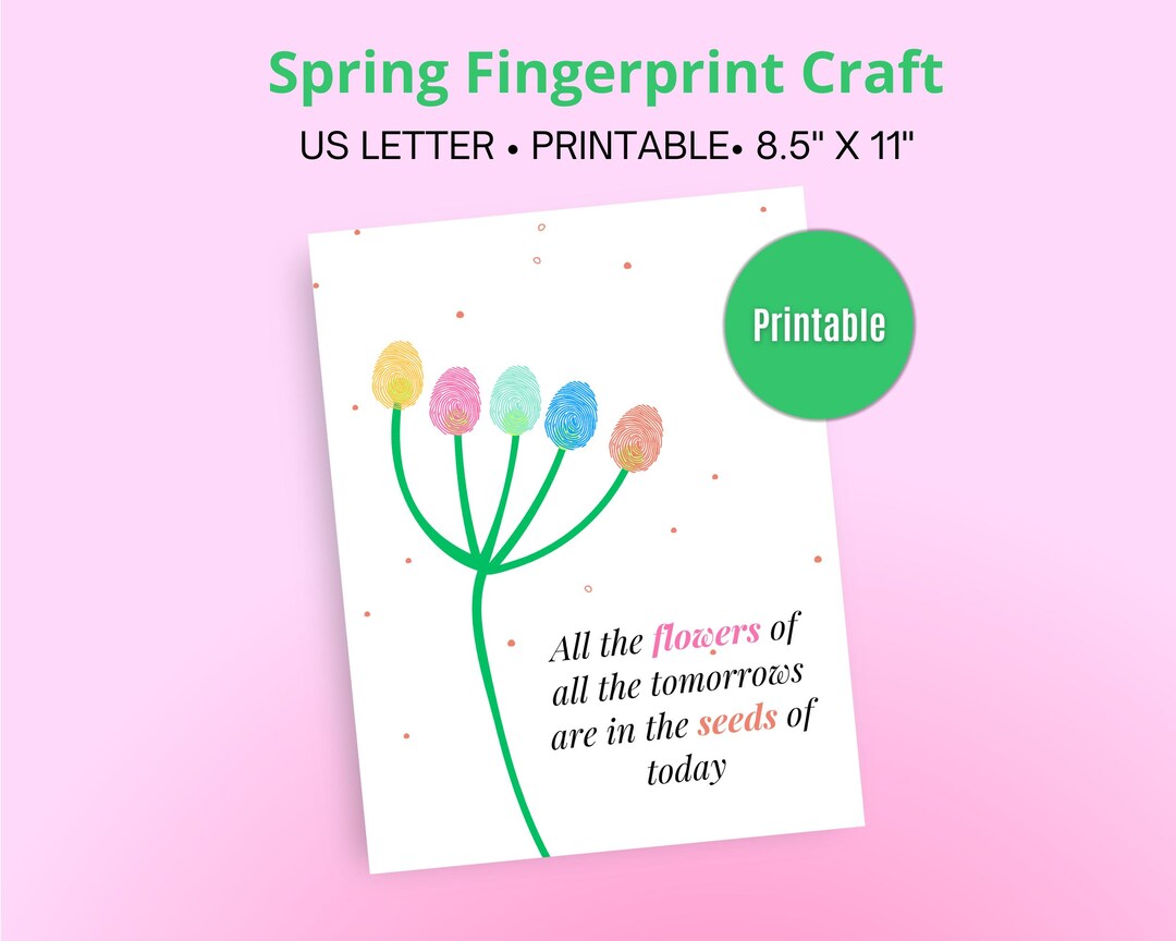 Spring Printing Craft Spring Handprint Craft, Spring Decoration, Spring Printable Craft ...