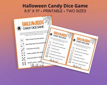 Halloween Candy Dice Game, Halloween Game for Kids, Halloween Classroom Game, Printable Halloween Game, Printable Party Activity