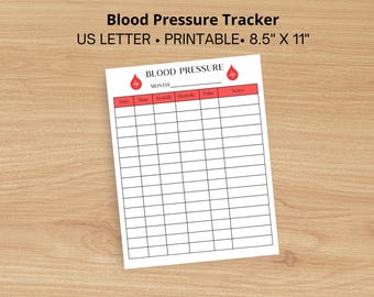 Blood Pressure Log Printable, Blood Pressure Tracker, Medical Tracker, BP Tracker, Daily Blood Pressure Chart, Hypertension Tracker