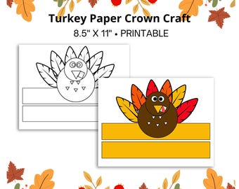 Attività per bambini con la corona di carta del tacchino, lavoretto da colorare per il Ringraziamento, bomboniere per la festa del Ringraziamento, attività per feste in classe