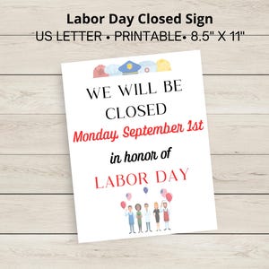 Labor Day Printable Closed Sign 2025, Labor Day Printable Closed Sign, Labor Day Sign, Closed Sign for Business
