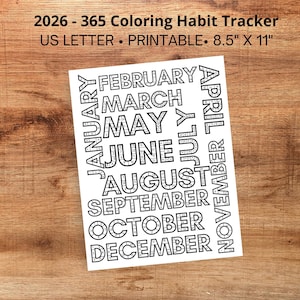 2026 - 365 Coloring Habit Tracker - Tracker giornaliero di allenamento fitness, calendario di allenamento, pianificatore, calendario annuale, tracker mensile