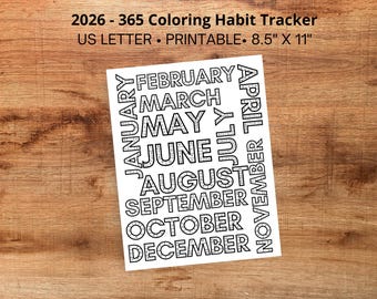 2026 - 365 Kolorowanka – Codzienny tracker treningów, kalendarz treningowy, planer, kalendarz roczny, tracker miesięczny