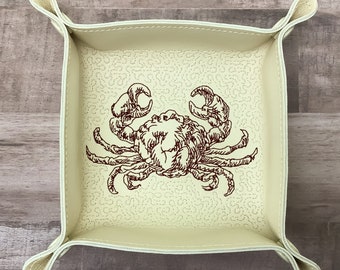 DIGITAL DOWNLOAD - In The Hoop Embroidery Machine Design - 7" x 7" CRAB / Seafood Snap Tray - Valet Tray - Travel Tray - MollyMade
