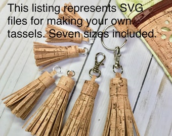 SVG files for cutting Cork Fabric Tassels (7 sizes included) - zipper pulls - digital download - MollyMade