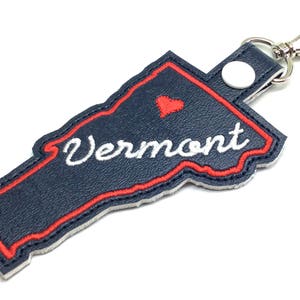 Vermont state snap tab - DIGITAL DOWNLOAD - In The Hoop Embroidery Machine Design - key fob - keychain - luggage tag - MollyMade