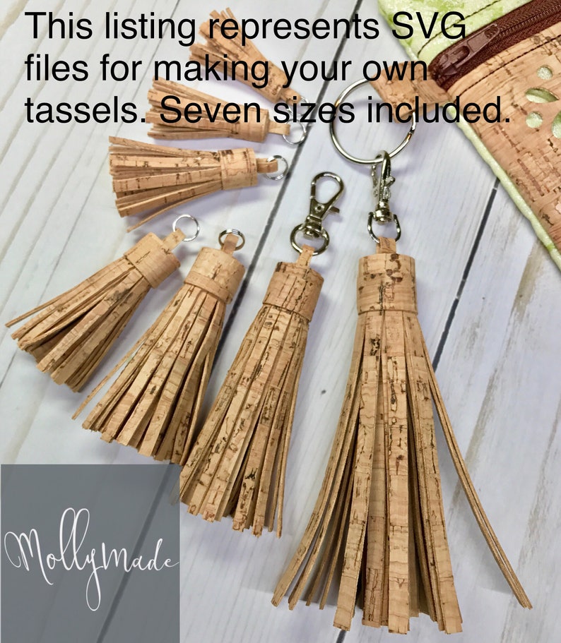 SVG files for cutting Cork Fabric Tassels 7 sizes included zipper pulls digital download MollyMade image 1