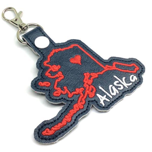 Alaska state snap tab - DIGITAL DOWNLOAD - In The Hoop Embroidery Machine Design - key fob - keychain - luggage tag - MollyMade