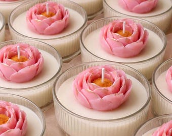 Tender gift for Mother's day | Pink Blooming Peony Candle from ECO Wax