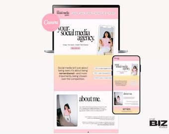 Social Media Manager Website Template | Canva Portfolio for Freelance Digital Marketing Services | Pastel Style 1