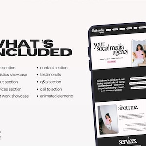 Social Media Manager Website Template | Canva Portfolio for Freelance Digital Marketing Services | B&W + Pink Style image 4