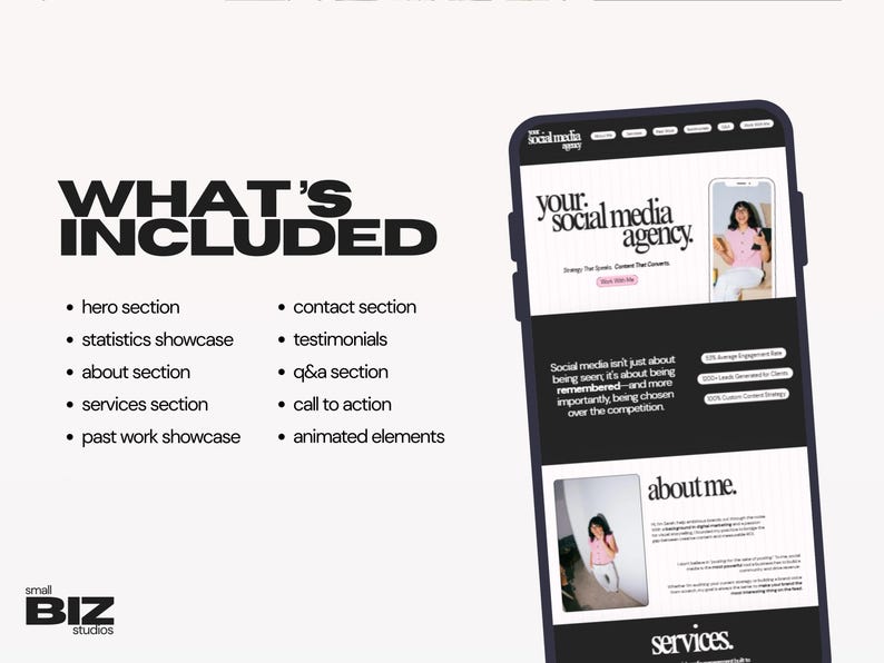 Social Media Manager Website Template | Canva Portfolio for Freelance Digital Marketing Services | B&W + Pink Style image 4
