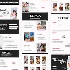 Social Media Manager Website Template | Canva Portfolio for Freelance Digital Marketing Services | B&W + Pink Style image 3