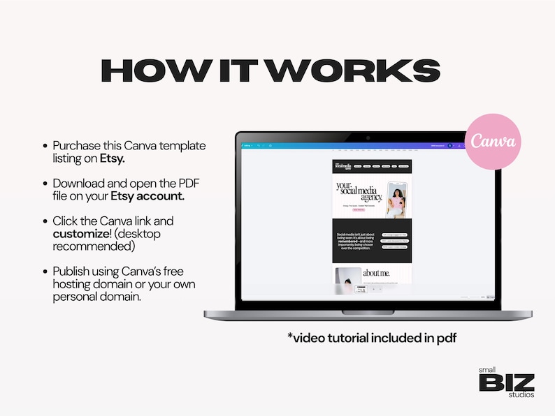 Social Media Manager Website Template | Canva Portfolio for Freelance Digital Marketing Services | B&W + Pink Style image 7