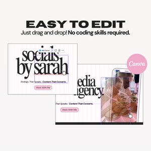 Social Media Manager Website Template | Canva Portfolio for Freelance Digital Marketing Services | B&W + Pink Style image 5