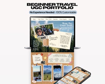 BEGINNER UGC Travel Portfolio Canva Website Template | Lifestyle Creator / Influencer Website | Scrolling Template | Corkboard Style