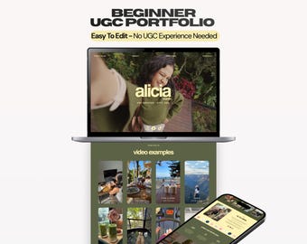 Modèle de site web portfolio UGC pour débutants | Site web Canva pour créateurs de contenu lifestyle/influenceurs | Style épuré et vert