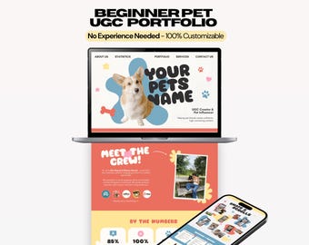 BEGINNER UGC Pet Portfolio Canva Website Template | Dog Creator / Pet Influencer Website | Scrolling Template