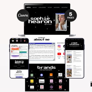 UGC Portfolio & Media Kit Vorlage | Canva Contentdesigner MEHRSEITIGE Website | Y2K Webcore-Stil