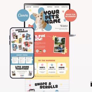 BEGINNER UGC Pet Portfolio Canva Website Template | Dog Creator / Pet Influencer Website | Scrolling Template
