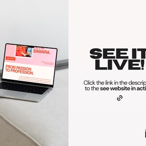 May include: A silver laptop displaying a website with the text "SAMARA" and "FROM PASSION TO PROFESSION." The image also includes the text "SEE IT LIVE!" and "Click the link in the description to the see website in action!"