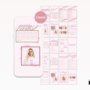 Nail Tech Instagram Story Kit, 22 Pink Canva Templates, Nail Artist Price List Policies FAQ & Engagement Coquette Y2K IG Artist Branding