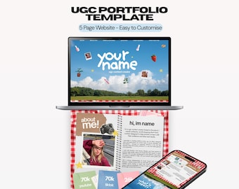 Modèle de portfolio et de kit média UGC | Créateur de contenu Canva | Site web multipages – Style album de scrapbooking rouge