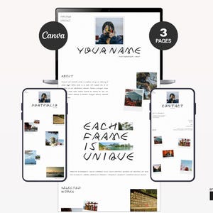 Photographer & Artist Website Template | MULTI-PAGE | Editorial Canva Portfolio for Creatives | Minimal Scrapbook Style