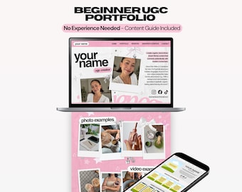 Modèle de site web portfolio UGC pour débutants | Site web Canva pour créateurs de contenu lifestyle/influenceurs | Style album rose