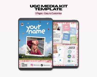 Media Kit Template for Canva | Content Creator / Influencer | Pink Scrapbook Picnic Style