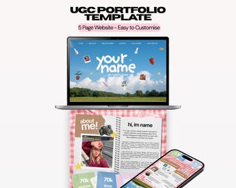 UGC Portfolio / Media Kit Website Template for Canva | Content Creator / Influencers | Pink Scrapbook Picnic Style