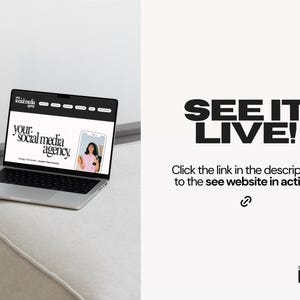 Social Media Manager Website Template | Canva Portfolio for Freelance Digital Marketing Services | B&W + Pink Style image 2