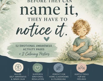 Emotional Awareness Activity Pages for Kids | Printable Worksheets | Feelings Body Awareness Calm Corner Poster Bundle Ages 4–10