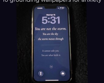 Anxiety phone wallpapers — 10 grounding wallpapers, mindfulness, mental health gift, pocket card, instant download