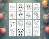 7th Birthday Foldable Cards | Color-In DIY, Kids | 30 Animal designs (PDF Download)