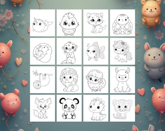7th Birthday Foldable Cards | Color-In DIY, Kids | 30 Animal designs (PDF Download)
