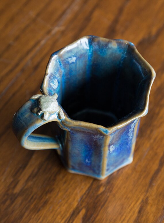 Stormy Blue Sea Turtle Mug From Clay Creature Comforts Etsy