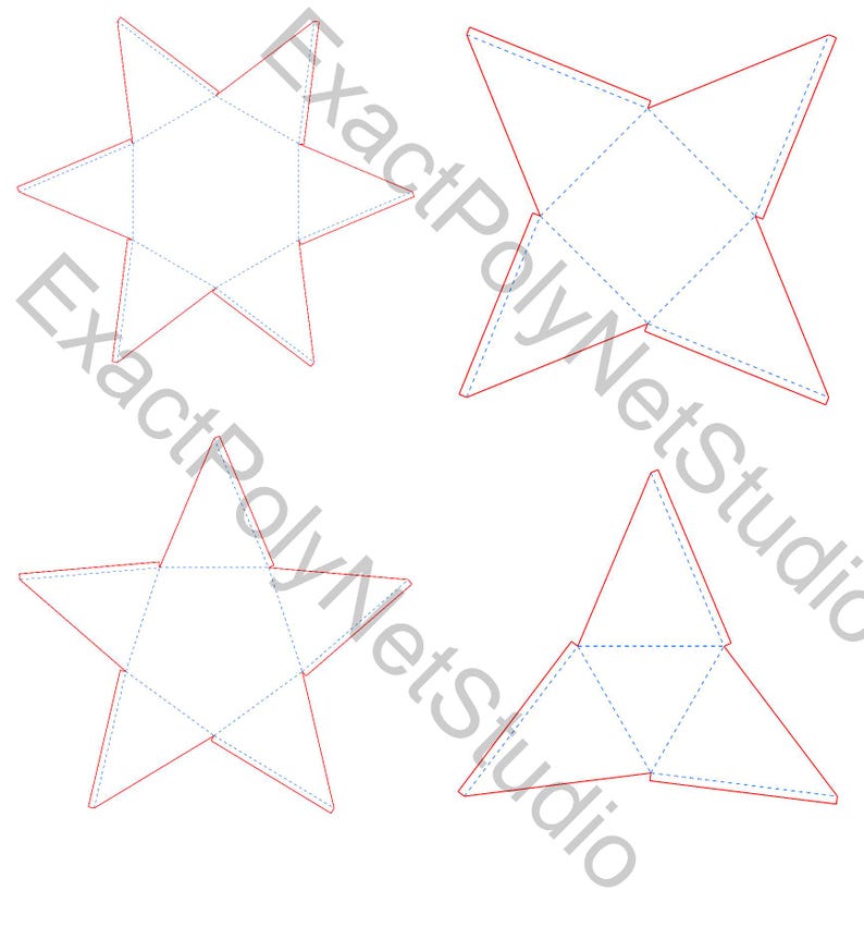 Prism & Pyramid Nets SVG Bundle | Geometry Papercraft (digital Download ...