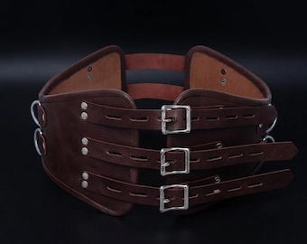 Brown Leather Corset Belt | Wide Waist Cincher | Gothic Steampunk Renaissance Accessory