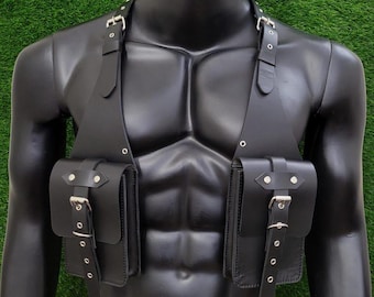 Revolvertasche | Leder Schulter Harness Tasche | Cosplay Leder Festival Tasche | Handytasche Verstellbare Schnallen | Geschenke