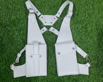 Handmade Cow Leather Chest Harness: Travel Shoulder Bag with Silver Hardware
