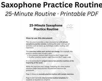 Saxophone Practice Routine PDF | 25-Minute Daily Practice for Students | Printable
