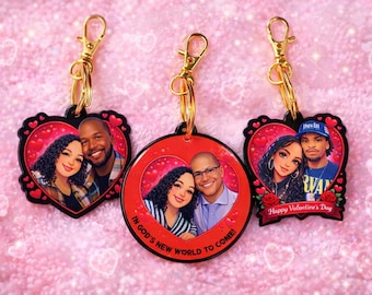 Custom Couple Cartoon Photo Keychain | Personalized Anniversary Keepsake