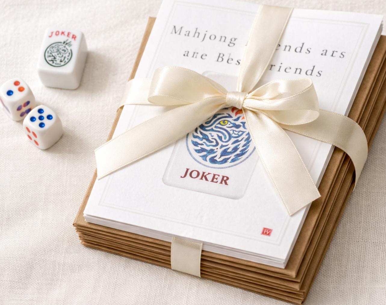 Mahjong Note Cards Set Blue Tile Card Gift for Friends Hostess Gift ...